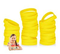 THXIY 7'' Braccialetti in silicone per bambini adolescenti, 25 pezzi braccialetti di gomma, cinturini da polso in gomma sportivi per eventi giallo