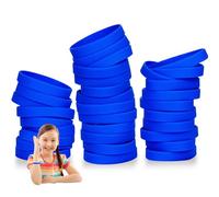 THXIY 7'' Braccialetti in silicone per bambini adolescenti, 50 pezzi braccialetti di gomma, cinturini da polso in gomma sportivi per eventi blu