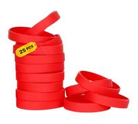 THXIY braccialetti in silicone,25 pezzi Vuoti Braccialetto universale Sportive Braccialetti di gomma rosso