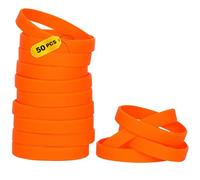 THXIY braccialetti in silicone,50 pezzi Vuoti Braccialetto universale Sportive Braccialetti di gomma arancia