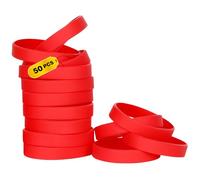 THXIY braccialetti in silicone,50 pezzi Vuoti Braccialetto universale Sportive Braccialetti di gomma rosso
