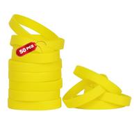 THXIY braccialetti in silicone,50 pezzi Vuoti Braccialetto universale Sportive Braccialetti di gomma giallo