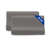 THXSILK 19 Momme Set di 2 federe per cuscini in seta per cuscini in memory foam di contorno, lattice cervicale, seta di gelso, cuscini per il collo, ipoallergenici, lavabili (50x30x10/7 cm (confezione