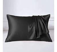 THXSILK 22 Momme Cuscini di Seta per Capelli e Cute - Cuscini di Seta maulbeer - hypoall ergen con Cerniera nascoste - Pure Seta su entrambe Le Parti, Seta, Nero, 40 * 60cm