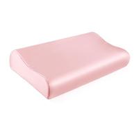 THXSILK - Federa in 100% seta di gelso da 19 Momme per cuscino Contour in memory foam, federa per cuscino cervicale, confezione da 1 (colore: rosa, Charming Pink, 53,3 x 36,8 x 12,4 cm/10,7 cm)