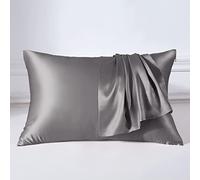 THXSILK Federa per cuscino in seta 40 x 80 cm, double face, 100% seta di gelso, ipoallergenica con chiusura lampo nascosta, 22 federe per cuscino in seta 40 x 80 cm, per capelli e pelle (grigio, 1