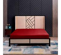 THXSILK Lenzuolo con angoli elasticizzati in seta 160 x 200 cm, rosso seta, 100% pura 19 momme seta di gelso, per materassi standard, 30 cm