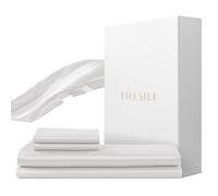 THXSILK Set di biancheria da letto in seta da 2 pezzi, copripiumino da 155 x 220 cm e federa da 40 x 80 cm, set di biancheria da letto in seta di lusso, super morbido e liscio, bianco