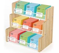THYGIFTREE Organizer per bustine di tè a 3 ripiani, in legno massello, per cucina, ufficio, piano di lavoro, dispensa, bustina di tè, caffè, pacchetti di zucchero, porta creme