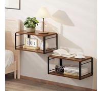 THYGIFTREE Set di 2 comodini galleggianti da parete, comodino, comodino sospeso in noce, mensola da parete per camera da letto, soggiorno, bagno, cucina, ufficio, decorazione per la casa