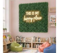 Thyle 10 pannelli decorativi per aule e letture per aule con sfondo e luci al neon per camera da letto e aule al neon da 25,4 x 25,4 cm, decorazione per lettura (This Is My Happy Place)