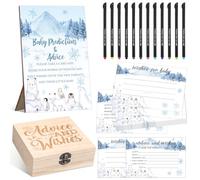 Thyle 134 pezzi Baby It's Cold Outside Shower Games Woodland Winter Baby Shower giochi di previsione con 12 penne colorate scatola dei ricordi per ragazzi e ragazze per feste invernali neutre (blu
