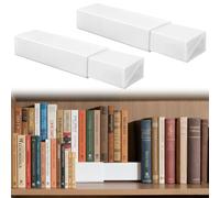 Thyle 2 set di alzate per libreria, 2 livelli, in polipropilene assemblato, per libri e collezioni, espositore salvaspazio per libri, manga, DVD, CD (bianco)