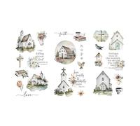 Thymeless Designs - Trasferimenti per artigianato e mobili, 3 fogli di design, 15,2 x 30,5 cm, decorazioni per la casa, decalcomanie per mobili e artigianato, by Thymeless Designs (Farmhouse Churches)
