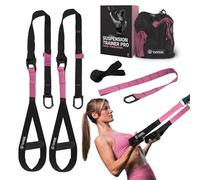 THYSOL® Resistance Trainer Pro Xtreme - Set di cinghie per allenamento con ancoraggio regolabile alla porta, per allenamento a casa, adatte per viaggi e allenamento indoor e outdoor (rosa chiaro)