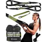 THYSOL Resistance Trainer Pro Xtreme Straps Army | Set di cinghie di allenamento con ancoraggio per porta regolabile | per allenamenti a casa e in viaggio