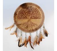 THYXGS Tamburo Sciamanico in Capra da 15,7/17,7/19,6 Pollici, Tamburo a Mano Artigianale con Ciondolo in Piuma, Suono Autentico E Arte, per Un Dono Musicale/Equilibrio di Mente E Corpo/rilassamento