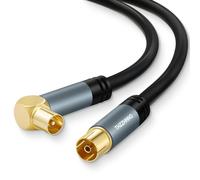 Thzzhnno Antenna TV ad Angolo Retto RG6 Coassiale 1M, Connettore Placcato Oro 90 Gradi Maschio a Femmina per HDTV, CATV, DVB-T2/C/S, Modem, Radio, Ricevitore