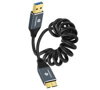 Thzzhnno Cavo Spirale Micro B a USB 3.0 A, 5Gbps Cavo Spirale USB Tipo A a Micro B Hard Disk per Galaxy S5, Note 3, Toshiba Canvio Basic (Estendere da 95MM a 1M)