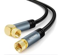 Thzzhnno TV ad Angolo Retto F Tipo Coassiale Cavo 5M, Cavo Maschio Placcato Oro da 90 Gradi Angolato a Dritto, cavo Coassiale per HDTV, CATV, DVB-T2/C/S, Modem via Cavo, Radio, Ricevitori Satellitari