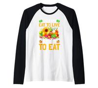 Ti Aiuto a Mangiare per Vivere Non Vivere per Mangiare Maglia con Maniche Raglan