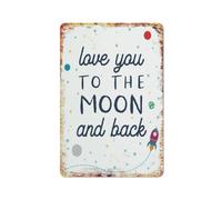 Ti amo fino alla luna, citazione perfetta per un tema spaziale, targa in metallo per cameretta dei bambini, poster, decorazione da parete in alluminio, giardino, ristorante, soggiorno, camera da let