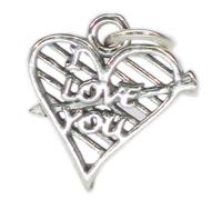 Ti amo nel cuore con ciondolo in argento sterling con freccia .925 x 1 ciondoli