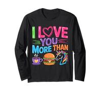 Ti amo più del caffè Burger Unicorn divertente Maglia a Manica