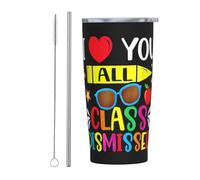 Ti amo tutta la classe licenziata l'ultimo giorno di scuola Bicchiere sottile in acciaio inossidabile da viaggio Tazza da caffè isolata sottile a doppia parete da 20 Oz con coperchio a prova di spruz
