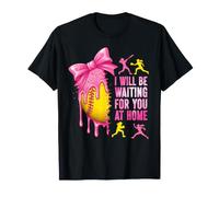 Ti aspetterò a casa Partita di Softball Coquette Bow Maglietta