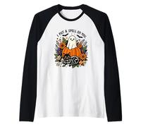 Ti Ho Fatto Un Incantesimo Ghost Pumpkin Cat Maglia con Maniche Raglan