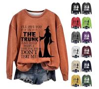 Ti metterò nel tronco e aiuto le persone a cercarti felpa da donna Halloween camicie da strega spaventose costumi di Halloween Top a maniche lunghe Pullover Horror Festival vestiti, Rosso #1., XL