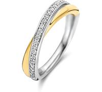 Ti Sento Milano Bague fabriquée en argent sterling couleur or. présente zircons blancs. La taille est 22/23., Argent sterling, Zircone