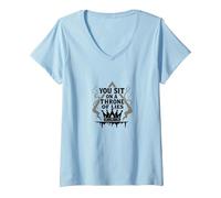 Ti siedi su Un Trono di bugie - Corona Gotica Maglietta con Collo a V, Donna, Celeste, M
