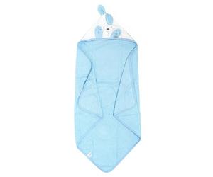 Ti TIN Asciugamano Per Neonato con Cappuccio 100% Cotone | Asciugamano Morbido e Assorbente con Cappuccio con Un Disegno Di Orecchie a Coniglietto in Azzurro, 100x100 cm