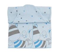 Ti TIN Asciugamano Ricamato Per Neonati con Stampa e Cappuccio Morbido e Assorbente | Asciugamano con Cappuccio Per Neonati in 100% Cotone, Colore Azzurro con Stampe, 100x100 cm