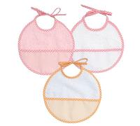 Ti TIN - Confezione 3 Bavaglini a punto croce 100% cotone con tocco molto morbido. Colore rosa, misure 19x19 cm