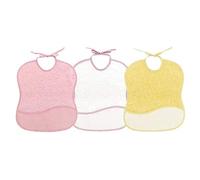 Ti TIN - Confezione 3 Bavaglini a punto croce 100% cotone con tocco molto morbido | Colore rosa, misure: 25x30 cm - Bavaglini con chiusura a nastro, molto facili da usare