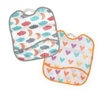 Ti TIN | Confezione Da 2 Bavaglini Impermeabili con Tasca con Chiusura Elastica | 10% Cotone | Confezione Da 2 Bavaglini Per Bambini da 6 a 18 mesi | 23x28 cm