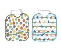 Ti TIN | Confezione Da 2 Bavaglini Impermeabili con Tasca con Chiusura Elastica | 10% Cotone | Confezione Da 2 Bavaglini Per Bambini da 6 a 18 mesi | 23x28 cm