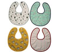 Ti TIN Confezione Da 4 Bavaglini Impermeabili con Esterno e Federa in Cotone/poliuretano | Confezione Da 4 Bavaglini Traspiranti con Chiusura a Scatto Per Bambini Da 6 Mesi a 2 Anni, 27x32cm