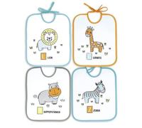 Ti TIN - Confezione da 4 bavaglini impermeabili per bambini 73% cotone - 27% poliestere fodera vinile | Bavaglini con chiusura con nastri per bambini da 6 a 18 mesi