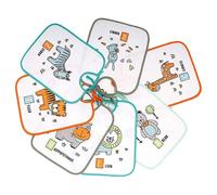 Ti Tin - Confezione Da 7 Bavaglini Impermeabili 73% Cotone - 27% Poliestere Fodera Vinile | Confezione Da 7 Bavaglini con Chiusura a Nastro Per Bambini Da 6 a 18 Mesi, 23x27 cm