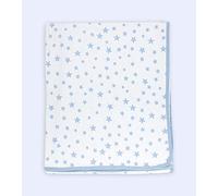 Ti TIN Coperta in Cotone Morbido e Assorbente per Neonato | Coperta Avvolgente 100% Cotone con Doppio Strato 2x180gr/m², 80x75 cm, Stampa Stelle, Colore Celeste