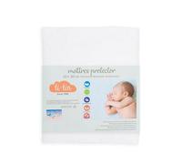 Ti TIN | Coprimaterasso Mini Culla 100% Cotone | Coprimaterasso Regolabile Impermeabile e Traspirante con Elastico | 100% Poliuretano Federa Antibatterica in Spugna | 50x80 cm White