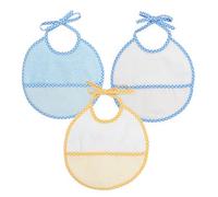 Ti TIN - Pack 3 Bavaglini a punto croce 100% cotone con tocco molto morbido | Colore blu, misure 19x19 cm - Bavaglini in spugna di cotone, facili da chiudere