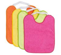 Ti TIN Pack 4 Bavaglini Impermeabili 31x24 cm 6-12 Mesi | Spugna 100% Cotone, Morbidi e Assorbenti, Chiusura con Elastico, Asilo Nido, Lavaggio a 40 °C, Asciugatrice