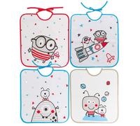 Ti TIN Pack 4 Bavaglini Impermeabili con Federa in Vinile 90% Cotone - 10% Poliestere | Set Di 4 Bavaglini con Chiusura a Nastro Per Bambini Di Età Superiore a 1 Anno, 32x36 cm