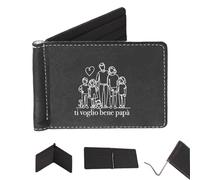 ''Ti voglio bene papà'' Portafoglio da Uomo Personalizzato con Nome in Pelle Sintetica Nera Idea regalo Festa del papà Nonno Festa dei Nonni Idea regalo Natale Papà Babbo Compleanno