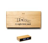 ''Ti voglio bene'' Sveglia Digitale in Bambù con Orologio da Tavolo, Display LCD Led Personalizzata con Nome Foto con caricatore wireless Idea Regalo Natale Compleanno Festa del Papà nonno Nonni